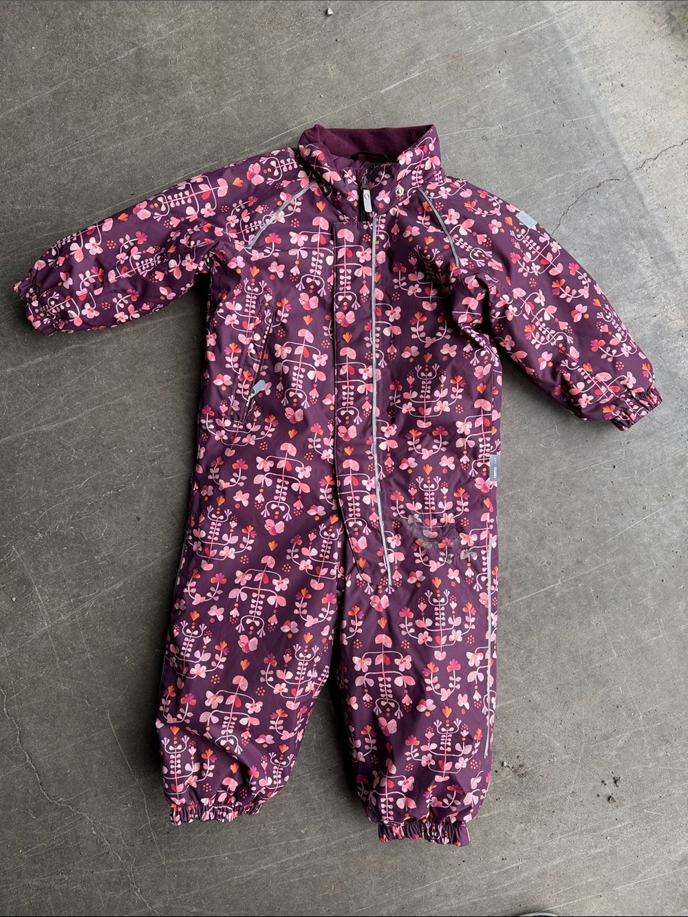 Reima Kids Floral One-Piece Bodysuit in Deep Plum